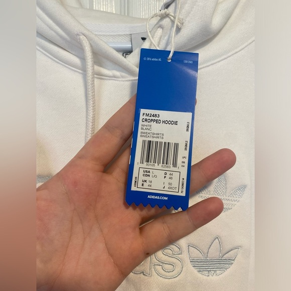 BNWT Adidas Cropped Hoodie Sweatshirt Size Large - Picture 4 of 11